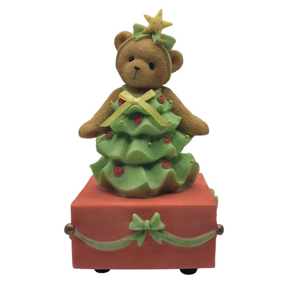 Cherished Teddies Christmas Core  Tree Bear Music Box “Oh, Christmas Tree” Used